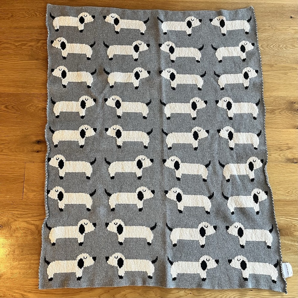 Puppy Dog 100% Cotton‎ Dachshund Weiner Dog Baby Nursery Blanket Throw 32 X 40